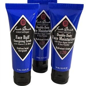 Bundle of 3 -‎ 2 Jack Black Men Double Duty Face Moisture and 1 Face Buff
